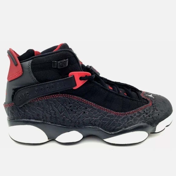 Nike Air Jordan 6 Rings GS Elephant Print Black Red Gray White Youth Sneakers - Picture 8 of 11